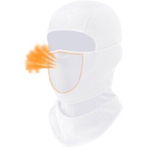 Women's Face Ski Mask with Movable Design Fleece Winter Face Cover White